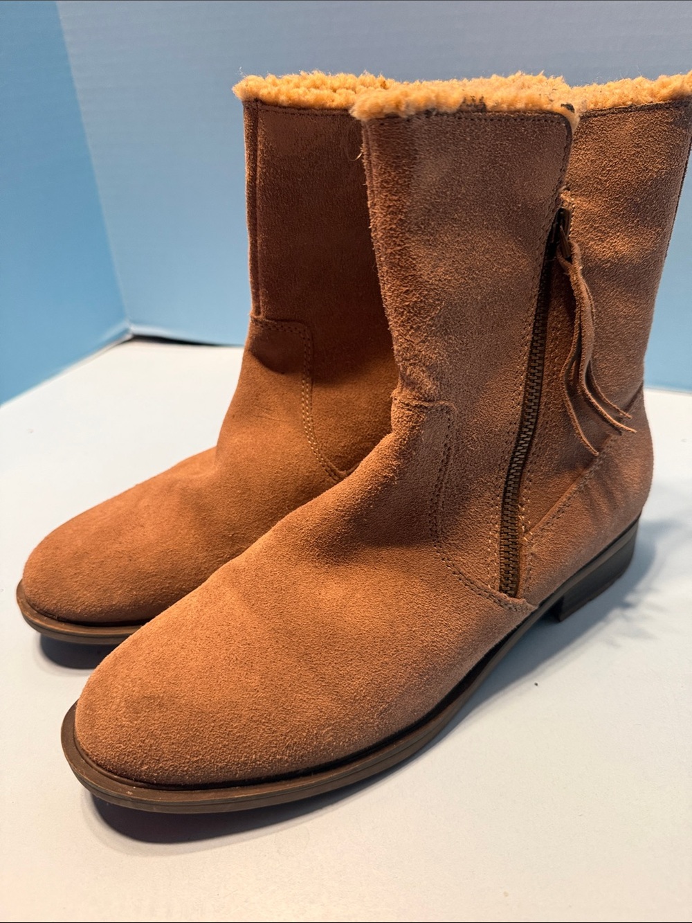Sporto Women's Tan Suede Winter Boots with Shearling Lining